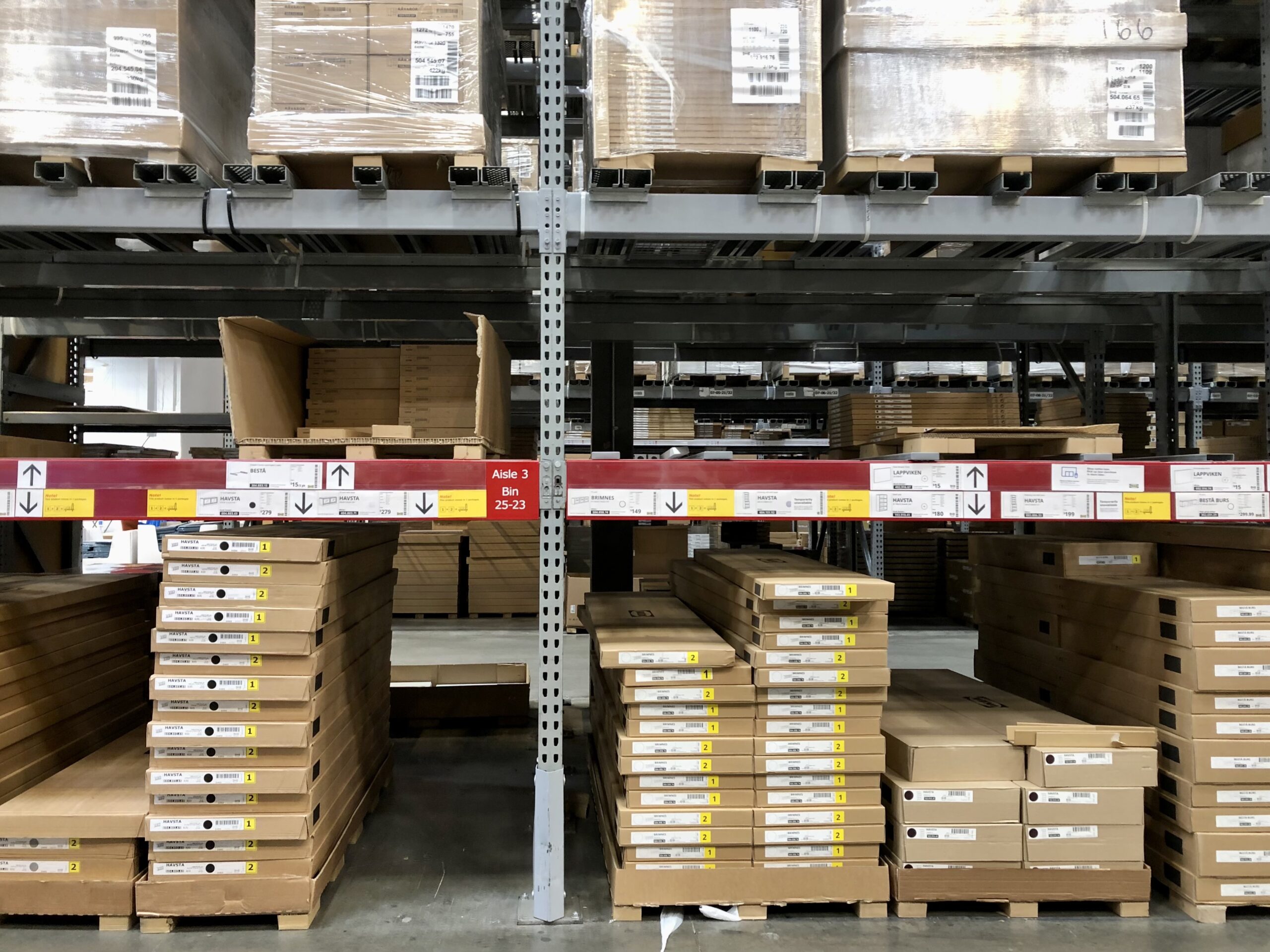 IKEA warehouse boxes stacked