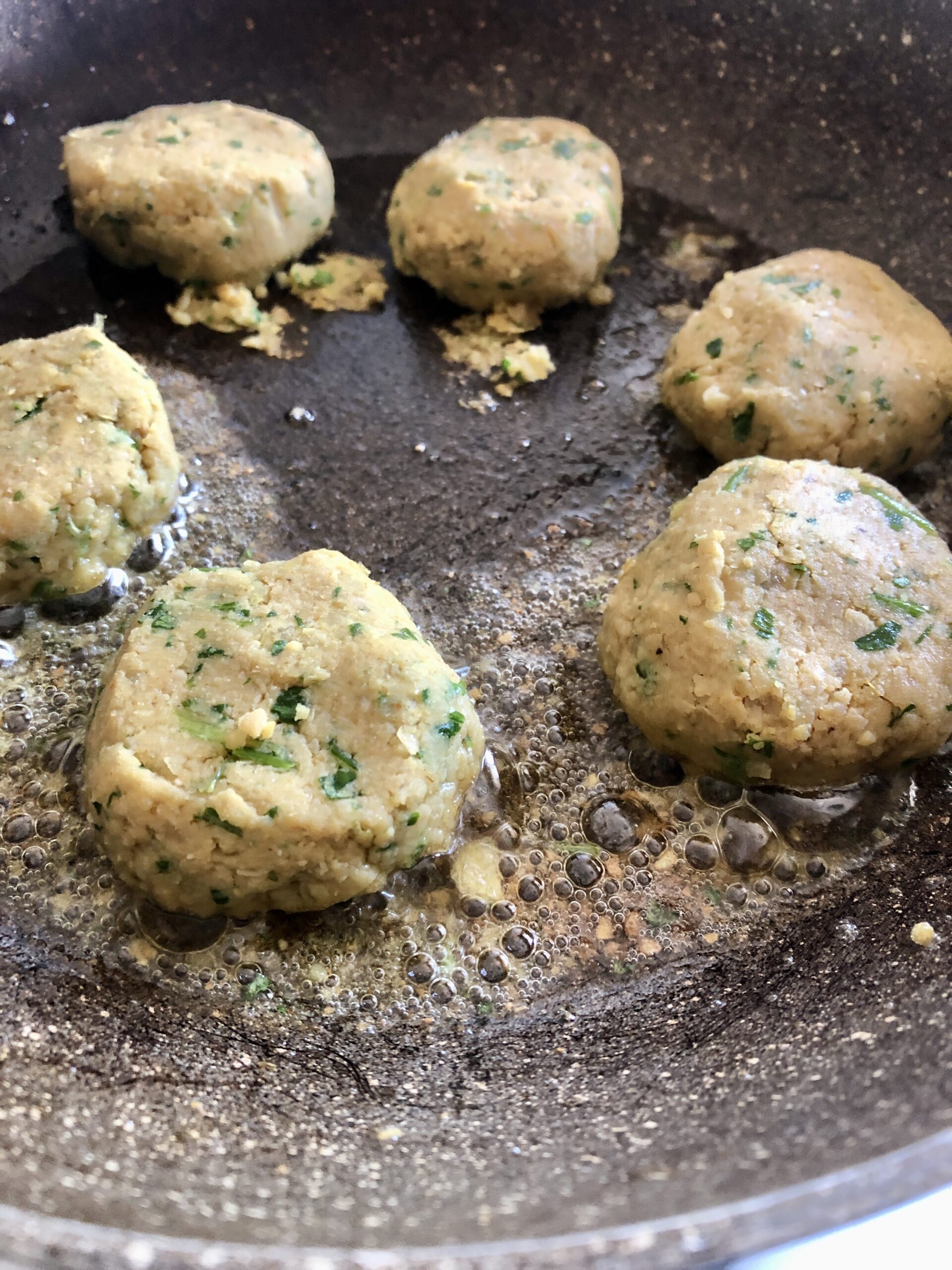 falafel cooking in pan