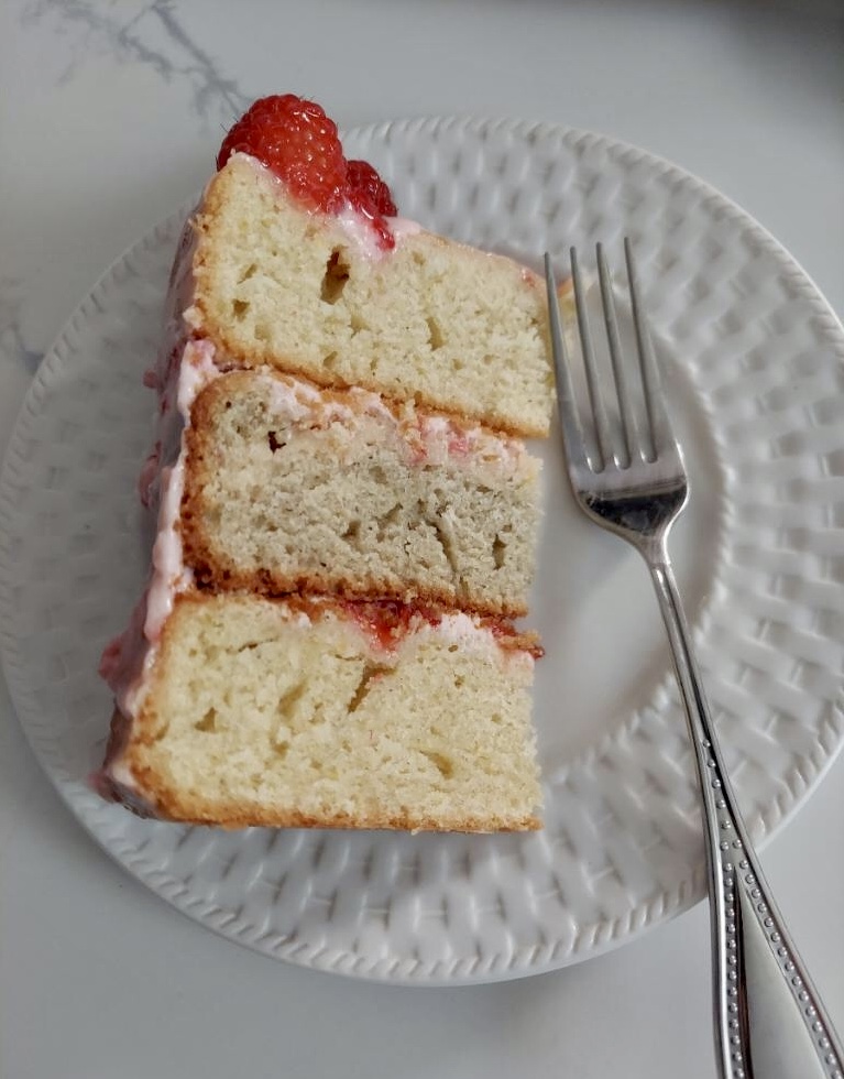 cake slice on plate with fork
