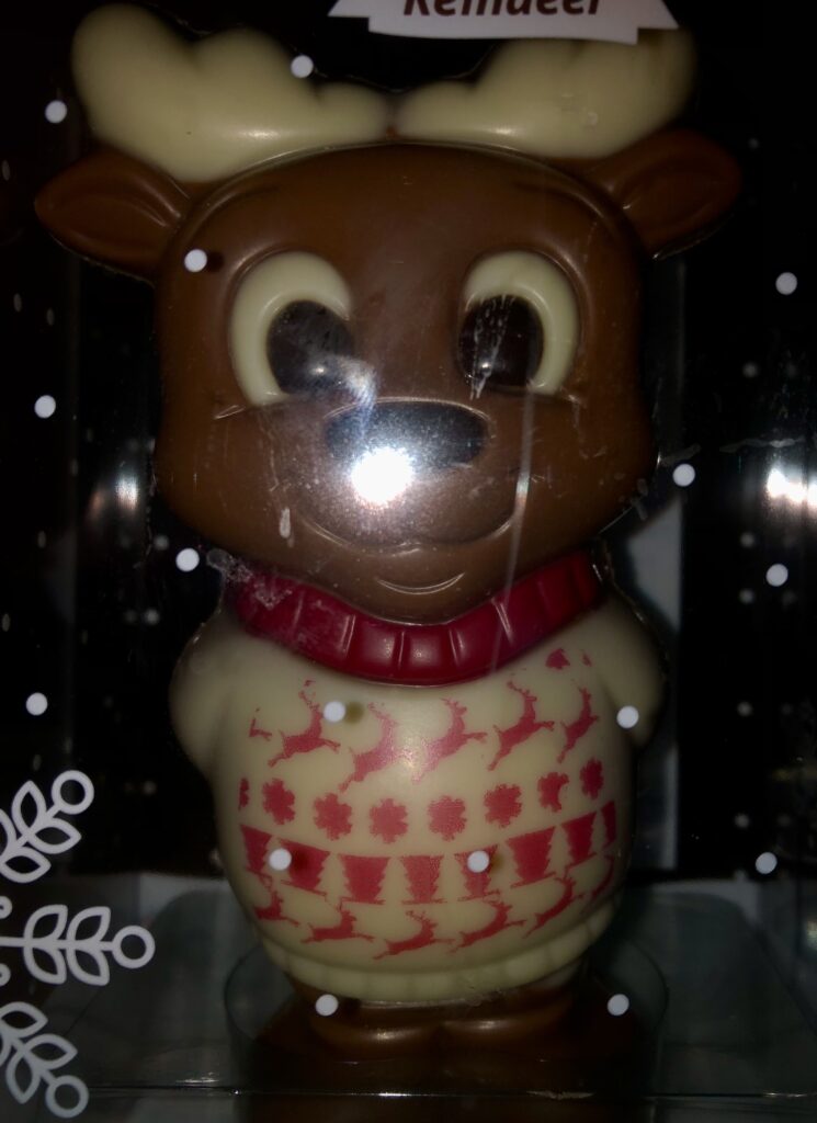 chocolate reindeer at night